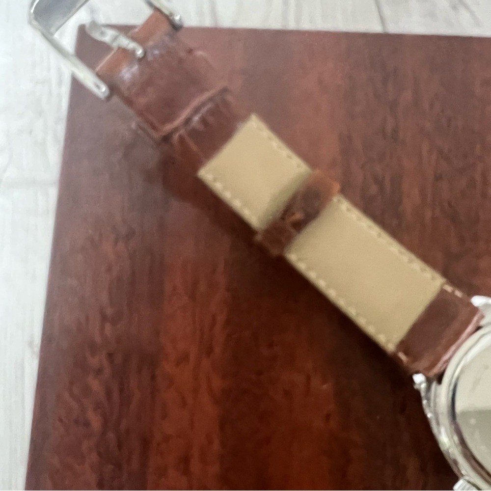 DMQ Diamonique Watch Brown Leather strap Silver Tone Jeweled QVC - Picture 11 of 14